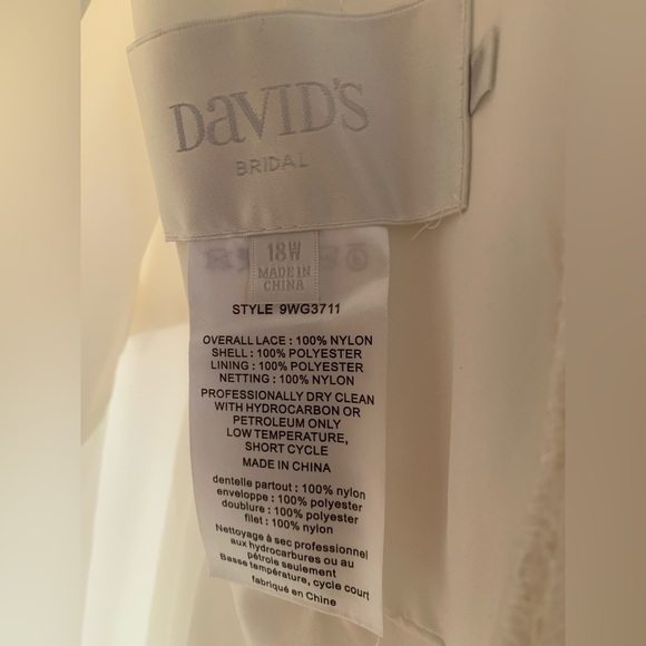 David’s Bridal Illusion Lace Tank Wedding Dress With Tulle Skirt 18w 9wg3711 - Picture 8 of 12